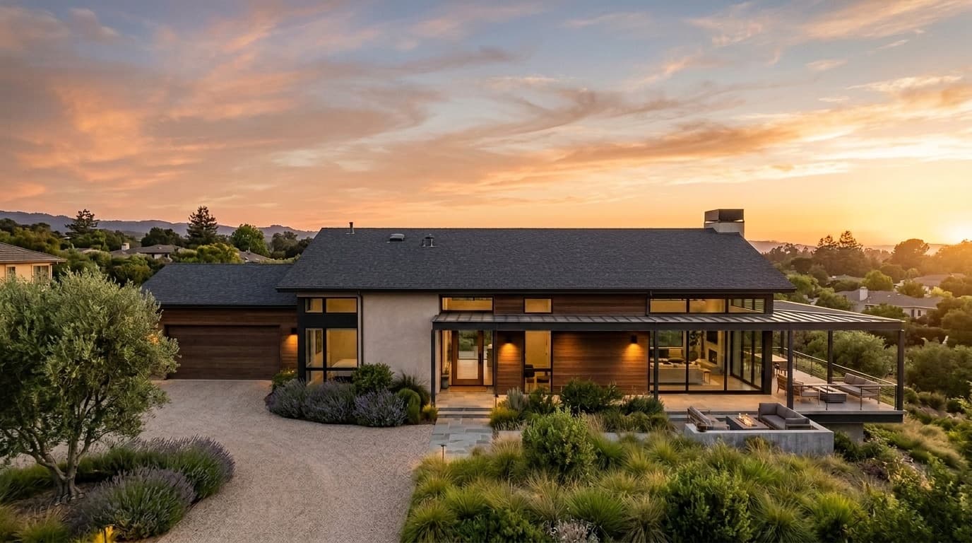 A home before solar, with a bare shingle roof